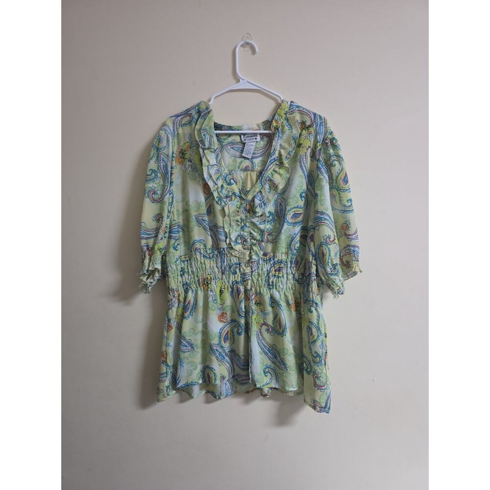 Esmeralda Fashions Paisley Ruffle Blouse